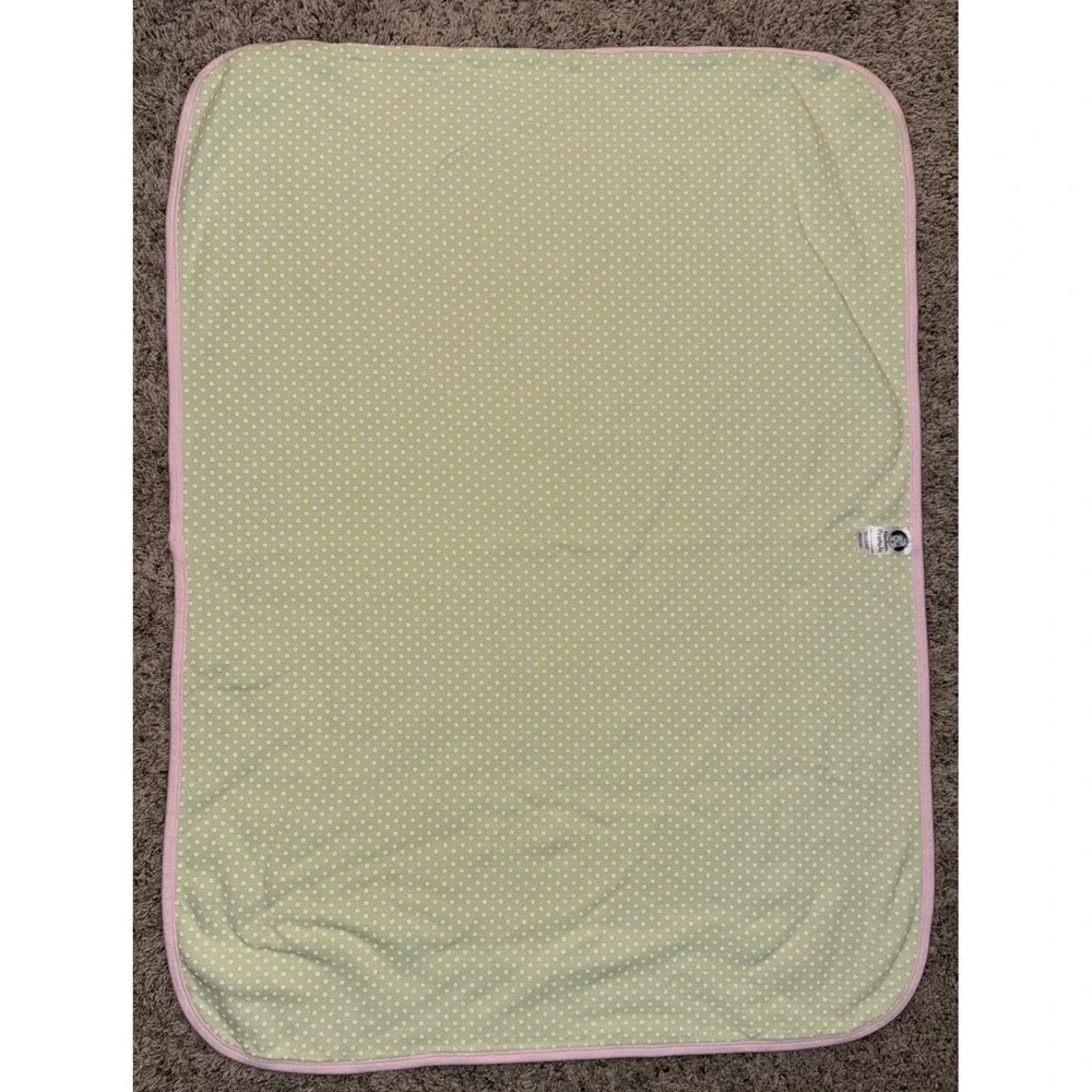 Gerber Organic Baby Blanket Pink White Green‎ Bunny Rabbit Floral Flower Tree